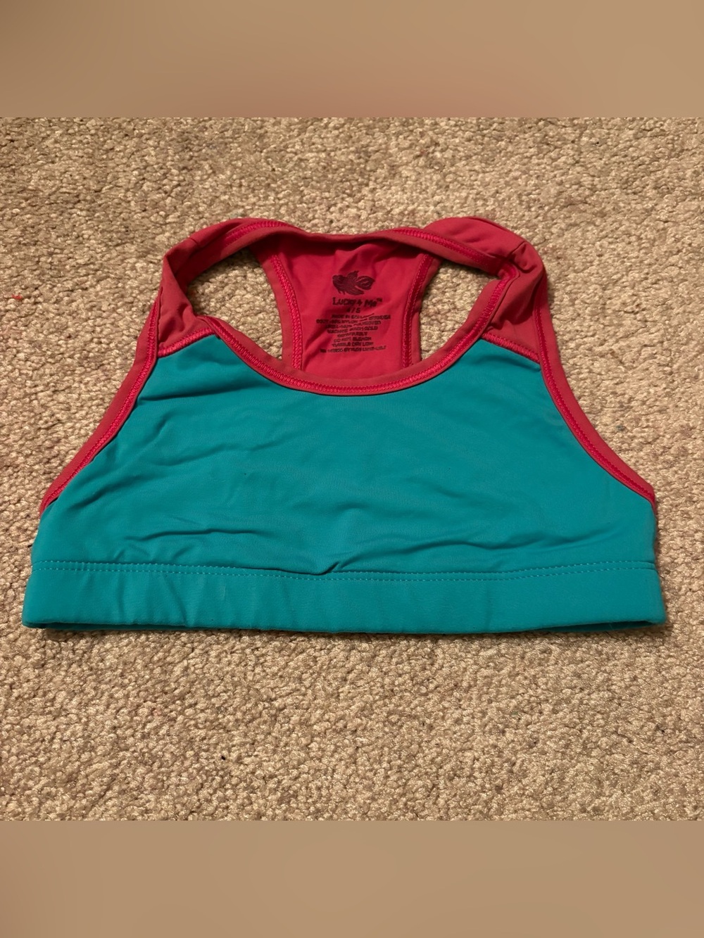 Lucky & Me Girls size 4/5 Two-Tone Teal & Pink Sports Bra